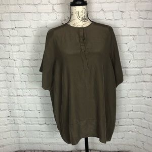 Lafayette 148 100% Silk Dark Brown Tunic Blouse